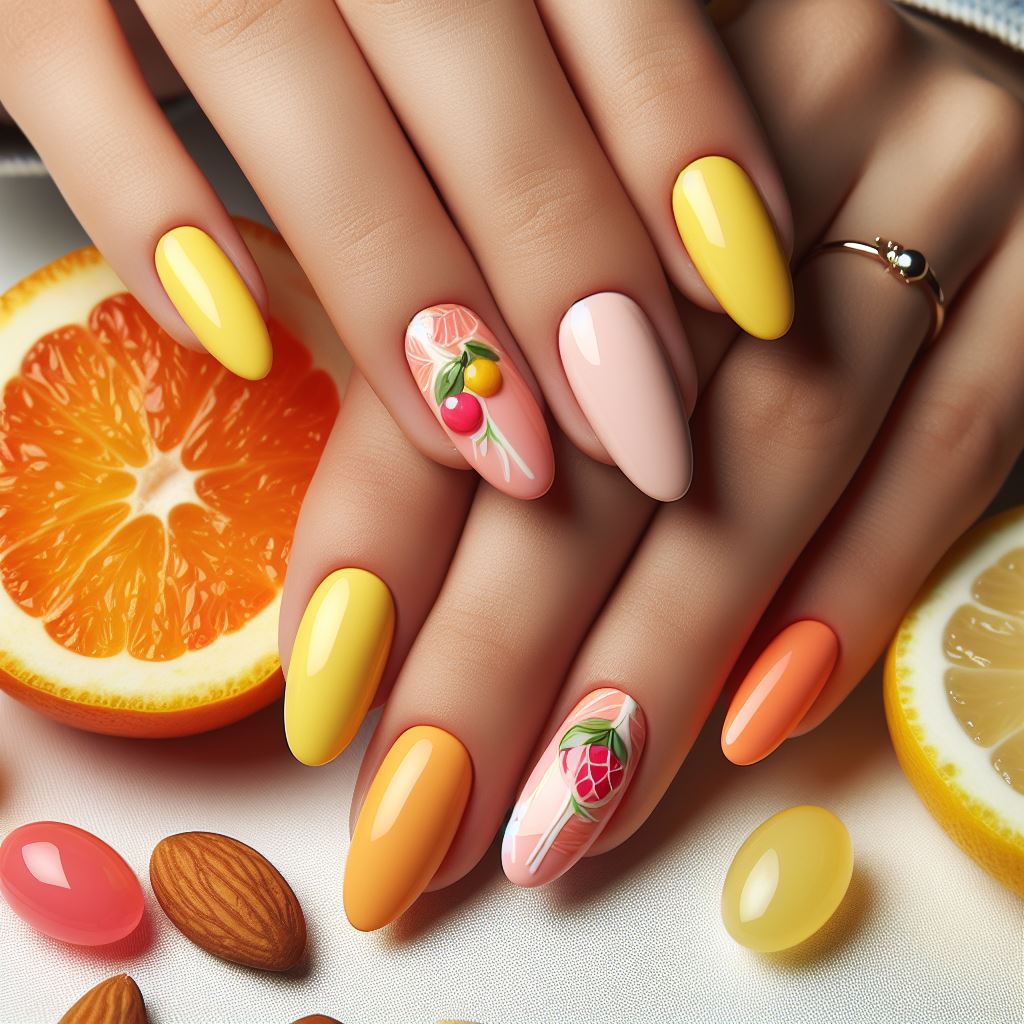 Juicy Citrus Tones Nails