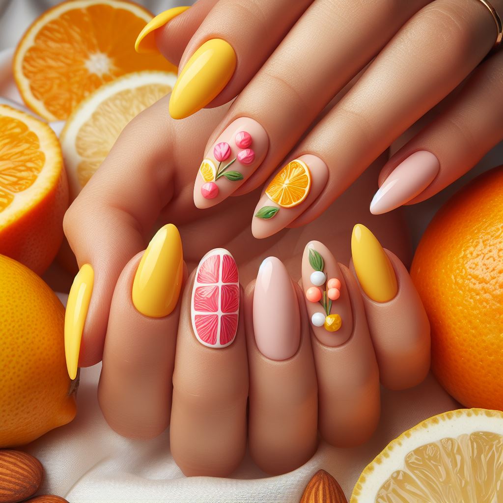 Juicy Citrus Tones Nails