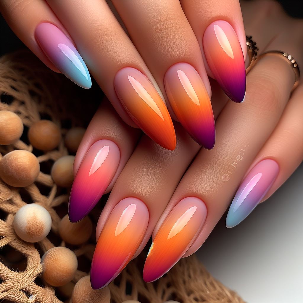 Tropical Sunset Ombre Nails