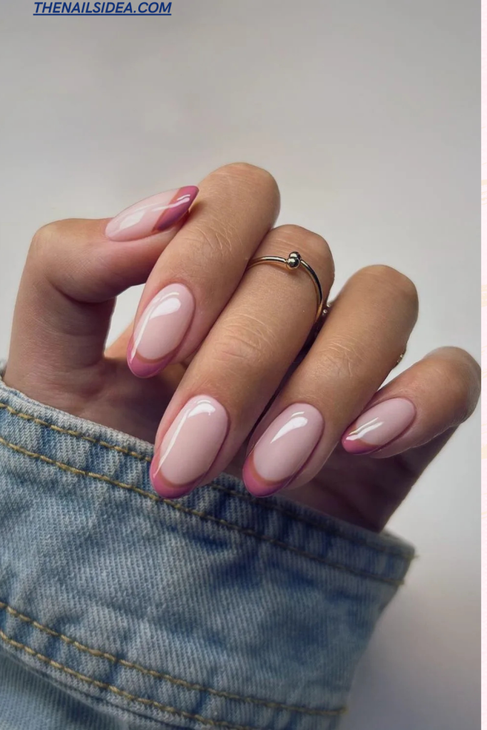 Berry pink French tip nails