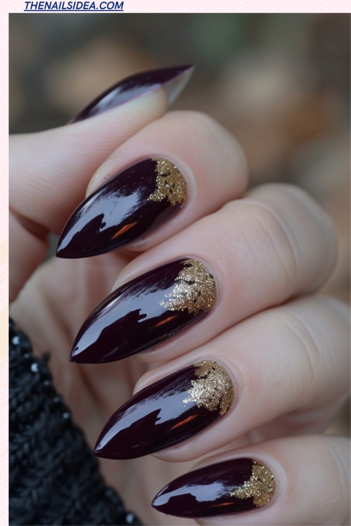 Dark Plum with Glitter Tips
