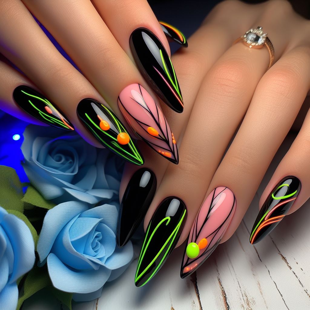 Electric Neon Accents Nails
