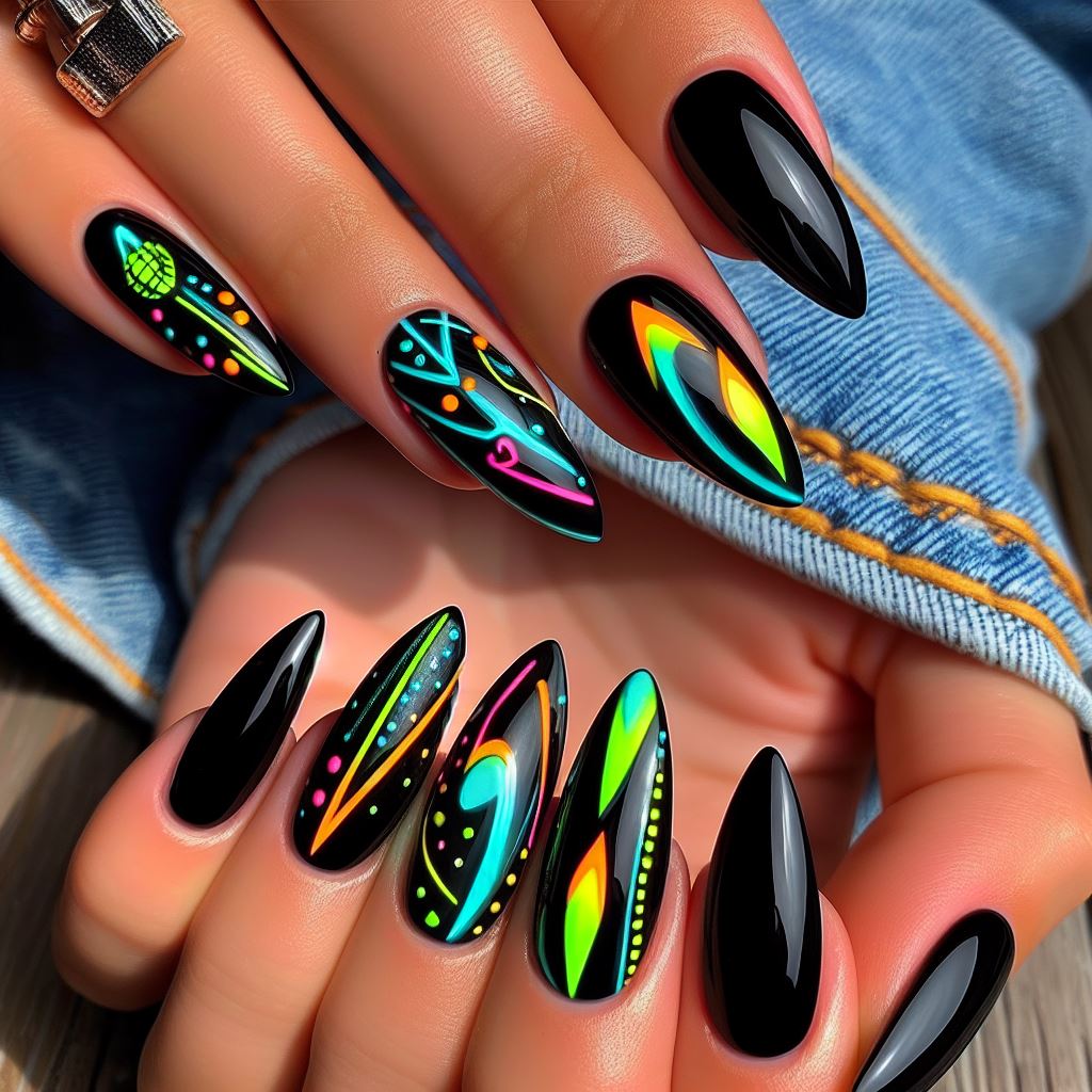  Electric Neon Accents Nails
