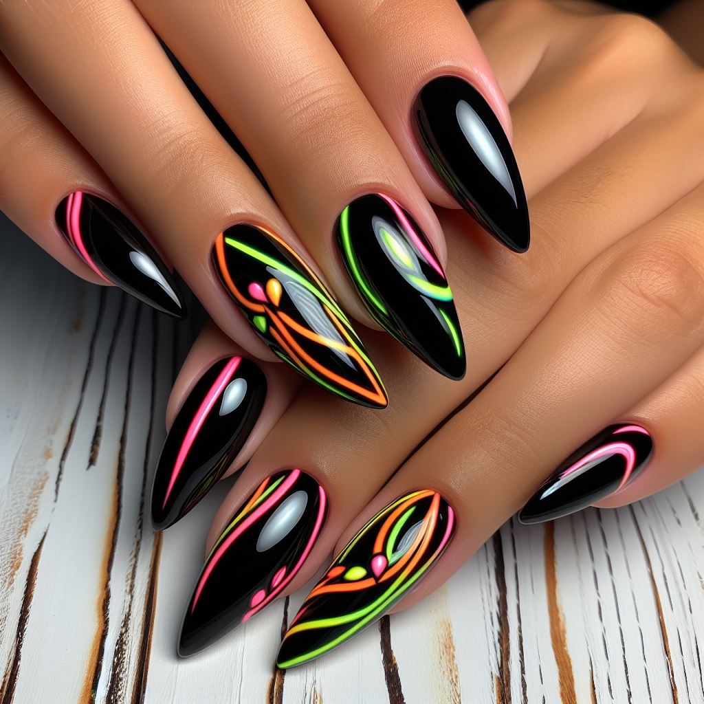 Electric Neon Accents Nails
