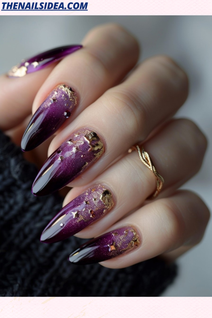 Glittery Plum with Snowflakes
