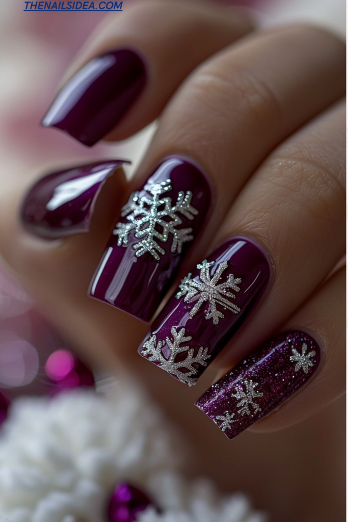 Glossy Purple with Snowflakes