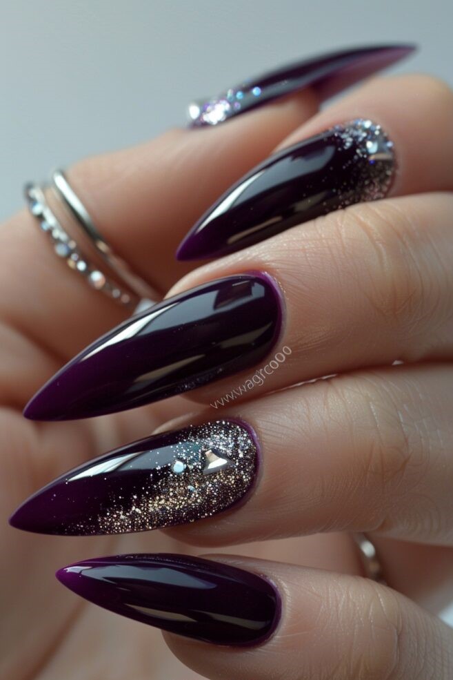 Purple with Black Glitter Design