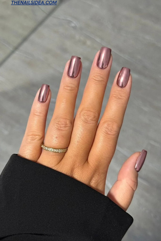 Rose gold chrome nails