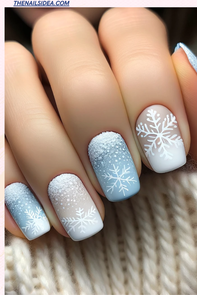 Snowflake-Inspired Purple Nails