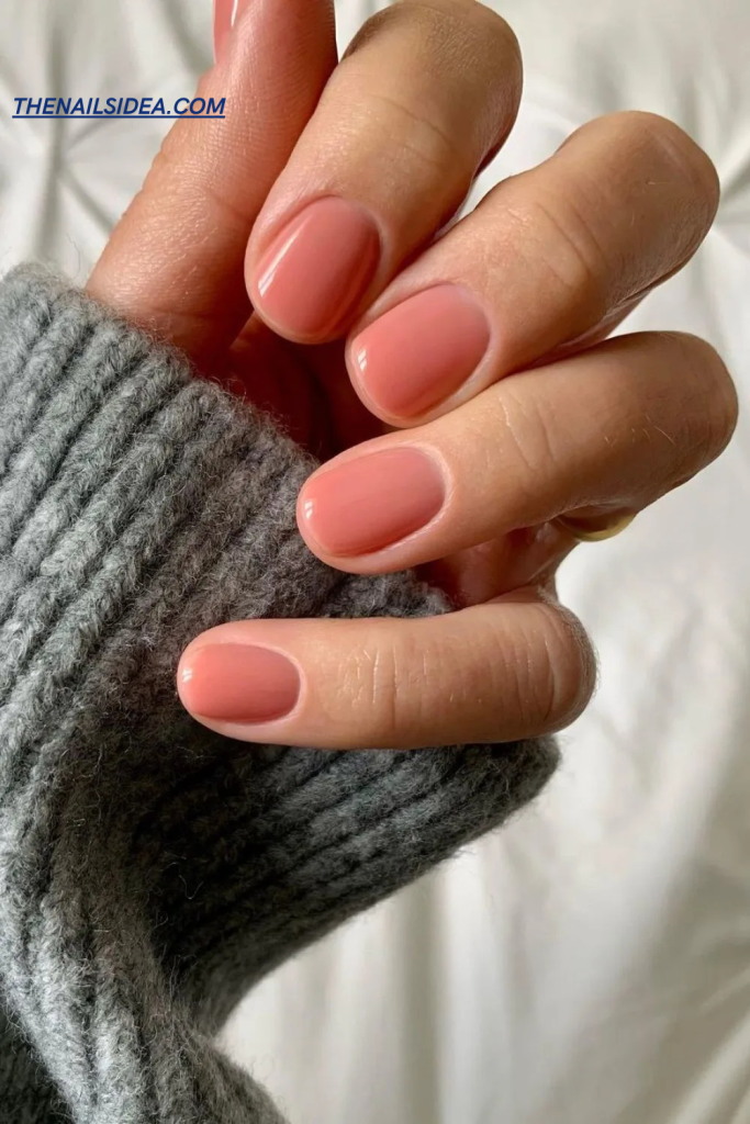 Solid Salmon Pink Nails