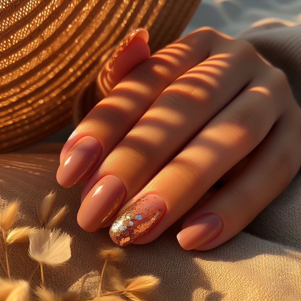 Sun-Kissed Gold Flecks Nails