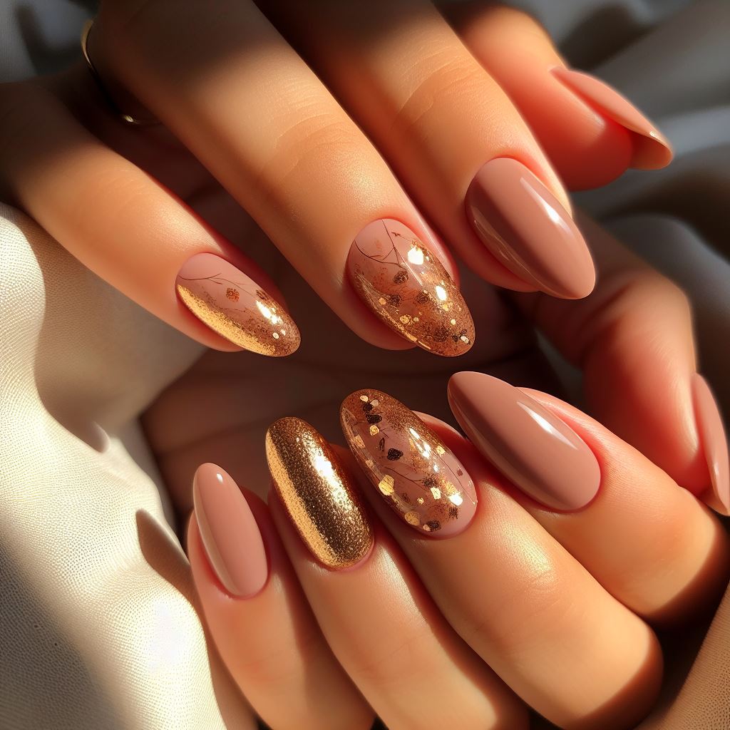 Sun-Kissed Gold Flecks Nails