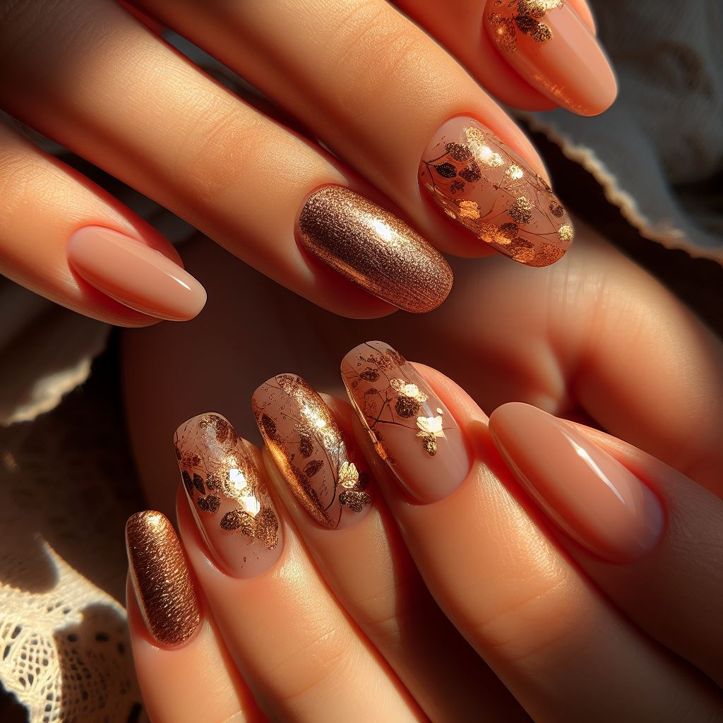 Sun-Kissed Gold Flecks Nails