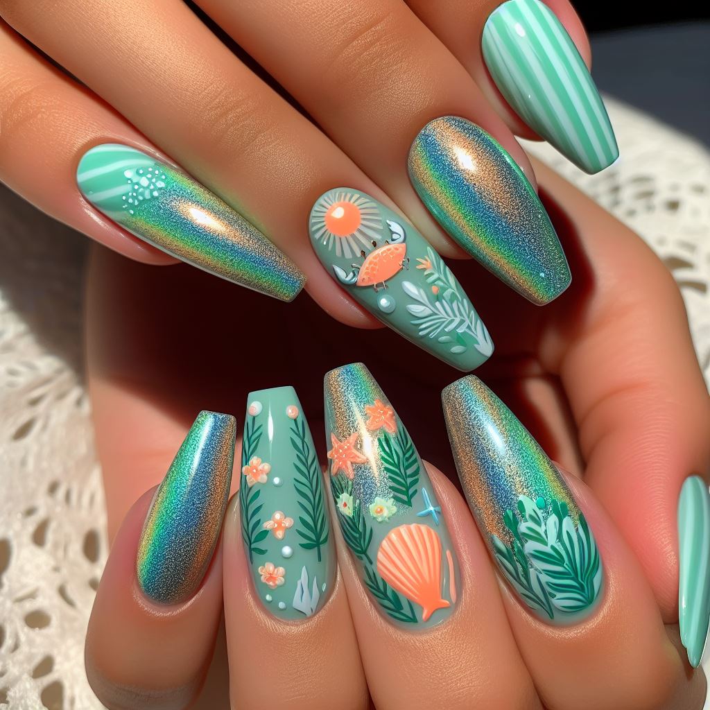 Under the Sea Exploration Nails
