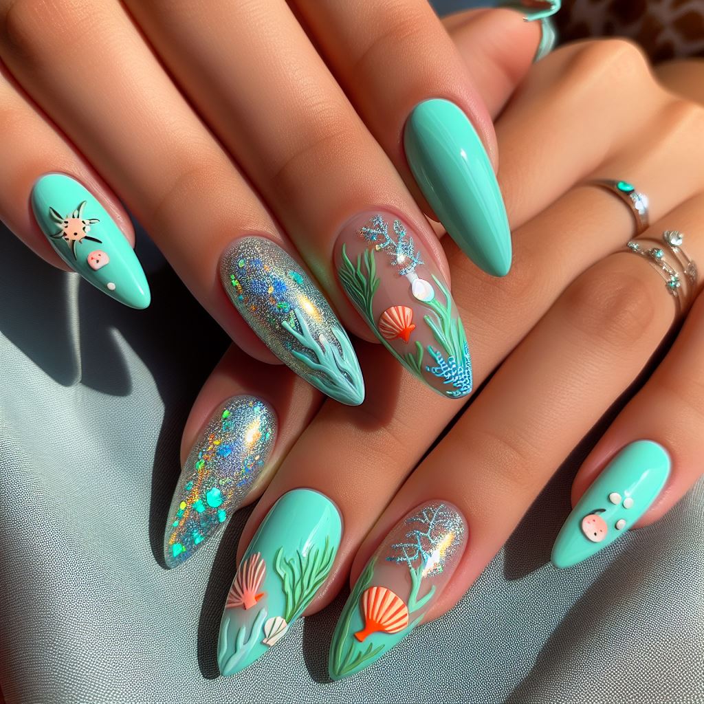 Under the Sea Exploration Nails
