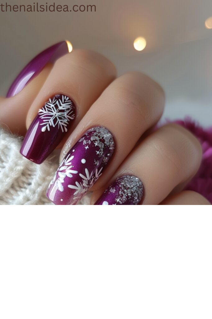 Frosty Purple Glitter Nails