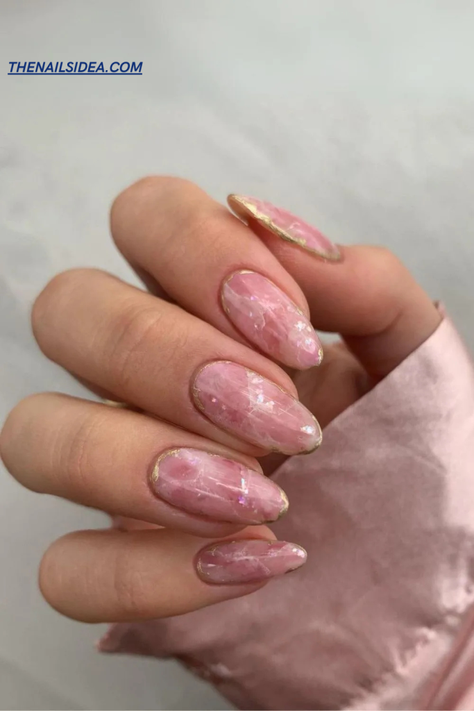 Pink Marble Nail ideas 
