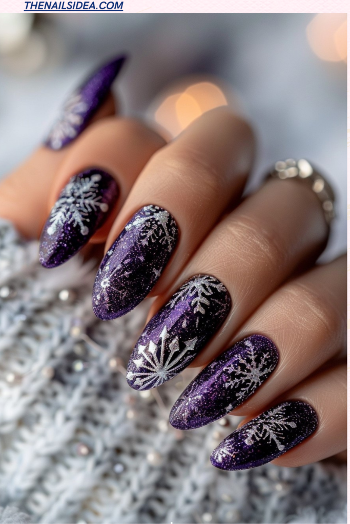 Starry Plum Purple Nails
