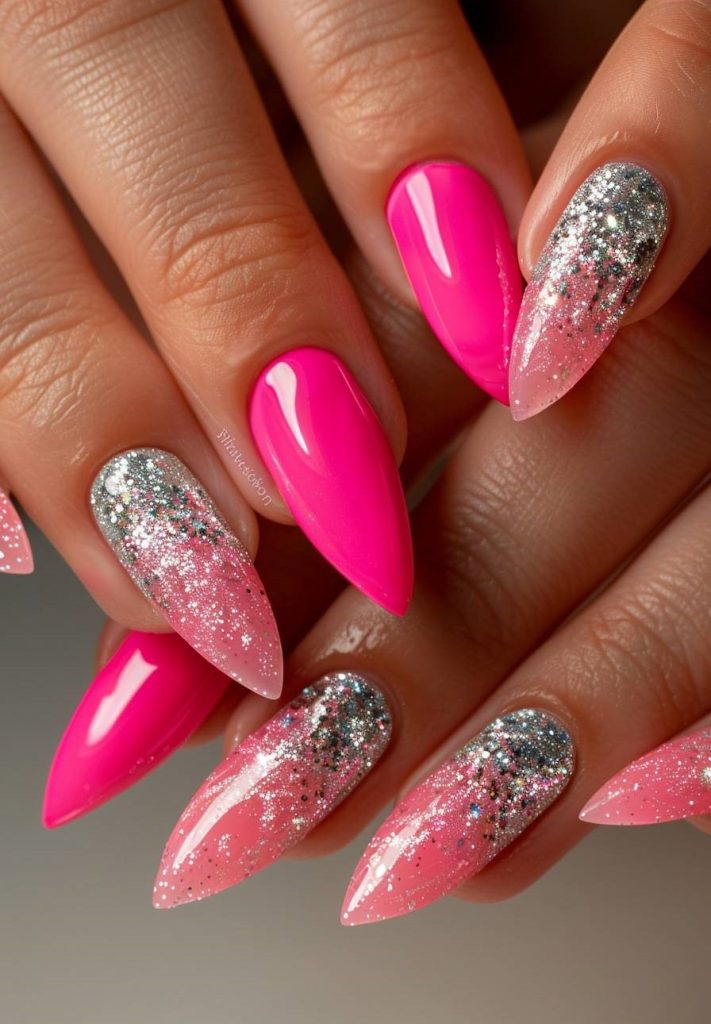 Pink and Silver Glitter Combo
