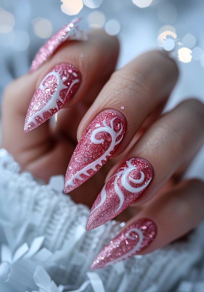 19. Candy Swirl Pink Nail Art