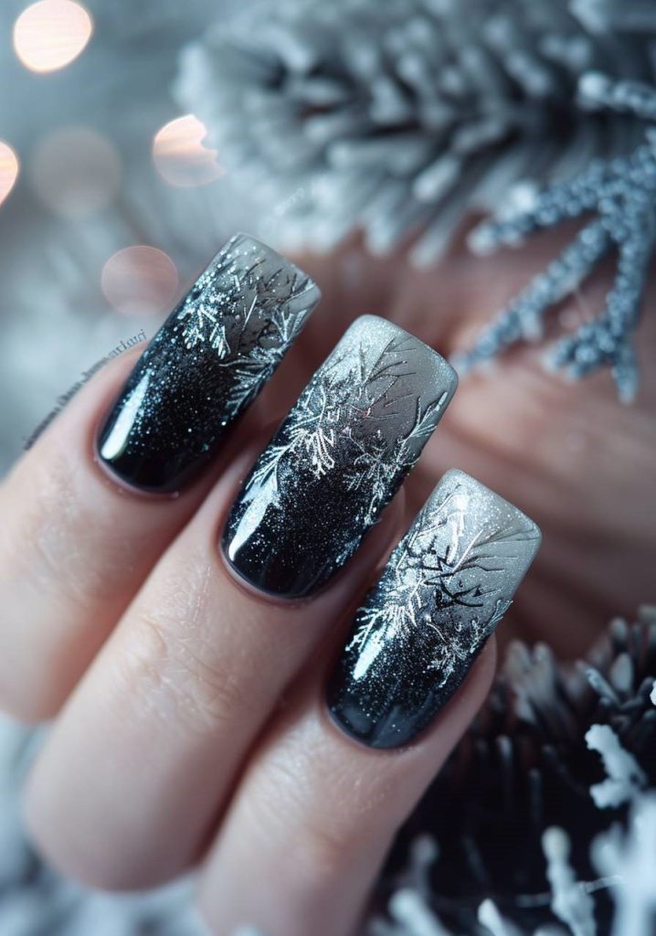 Bold Slate Glitter Snowflakes
