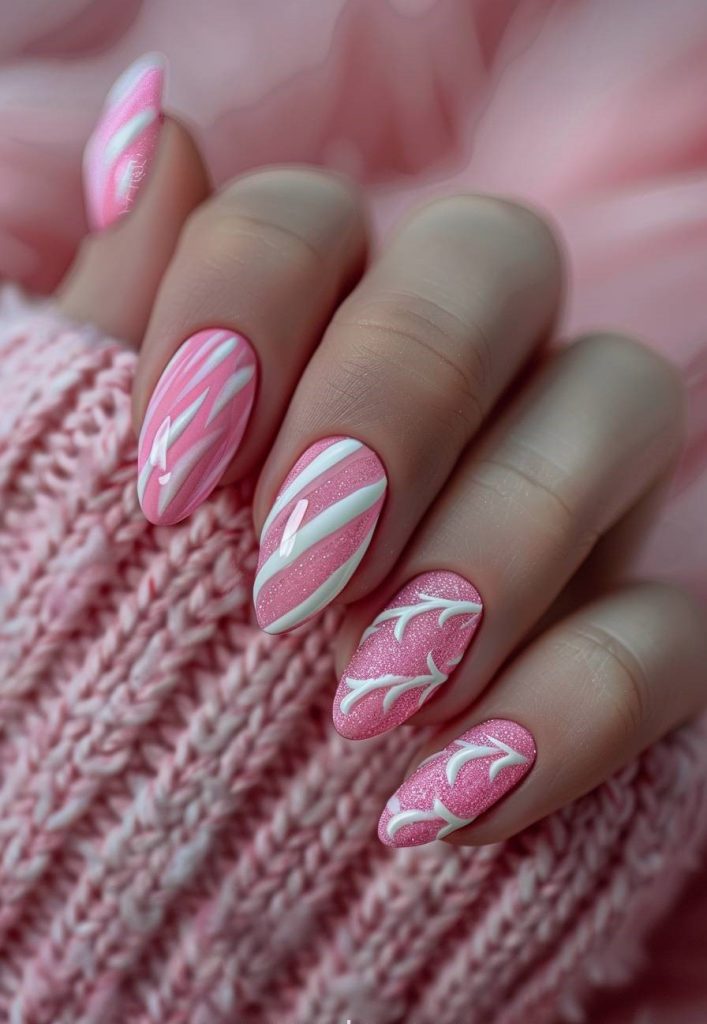 Classic Pink Peppermint Nails
