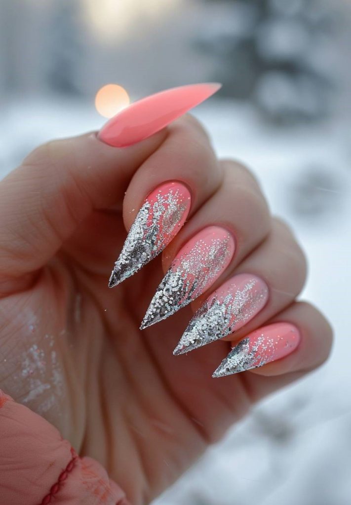 Ombre Pink to Silver Glitter
