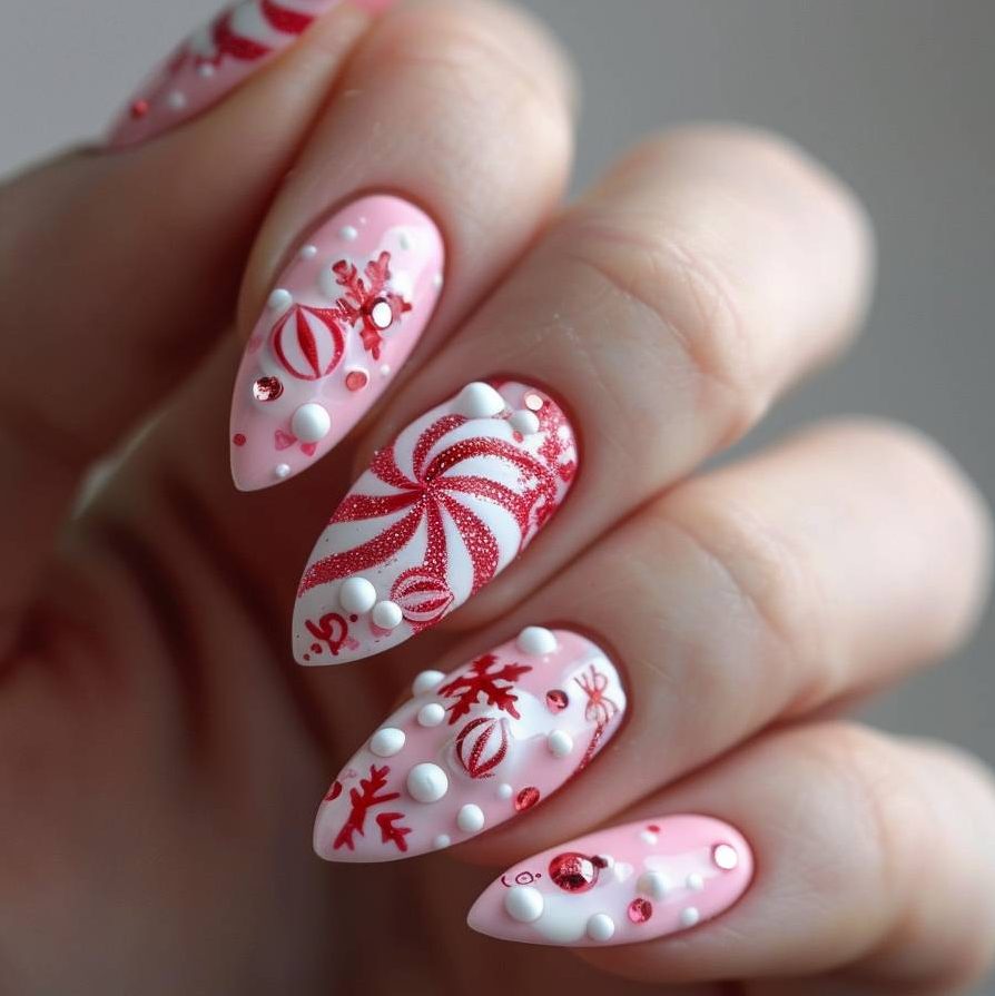 Pink Swirl with Floral Accents
