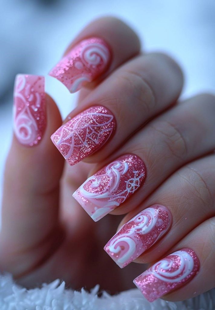 Soft Pink with Peppermint Patterns
