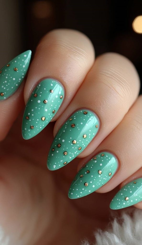 Pastel Green Glitter Nails
