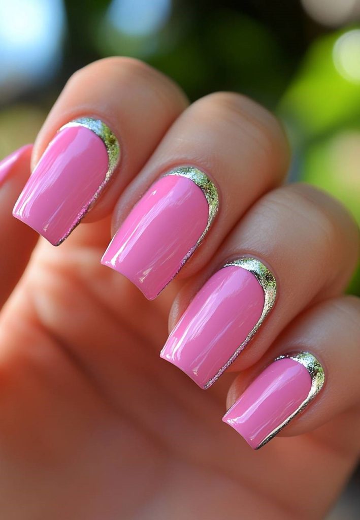 Hot Pink Metallic Nails