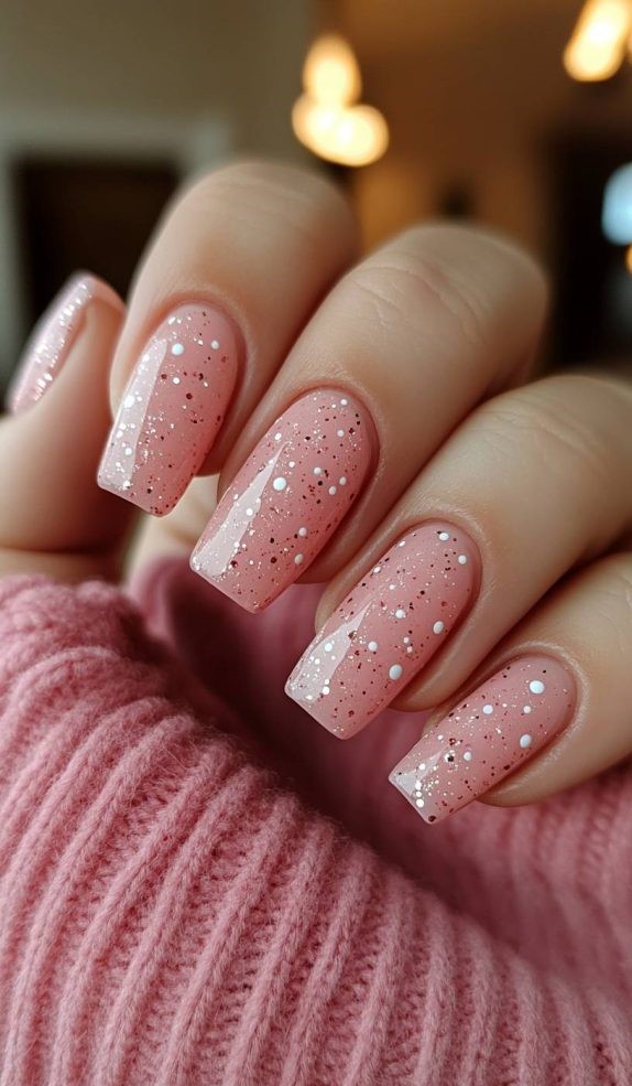 Pastel Pink and Glitter Tips
