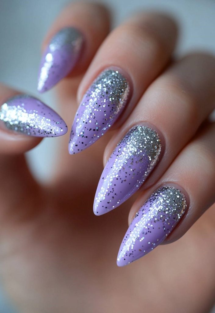 Glitter Ombre Purple Nails
