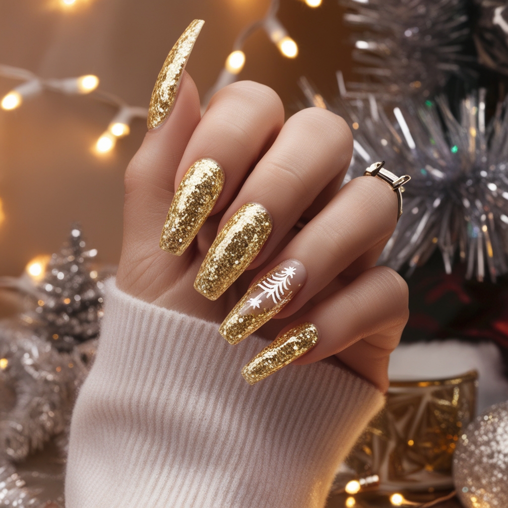 Glitter Glam Christmas Nails