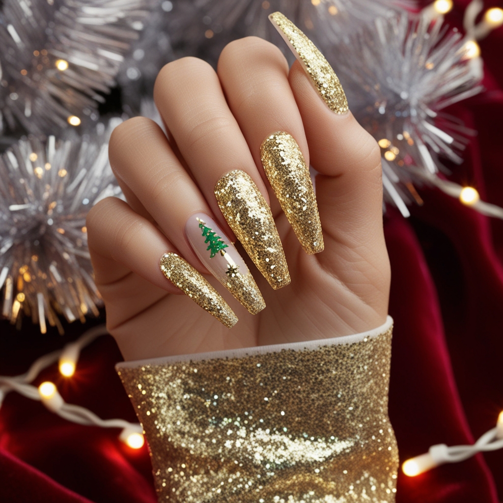 Glitter Glam Christmas Nails