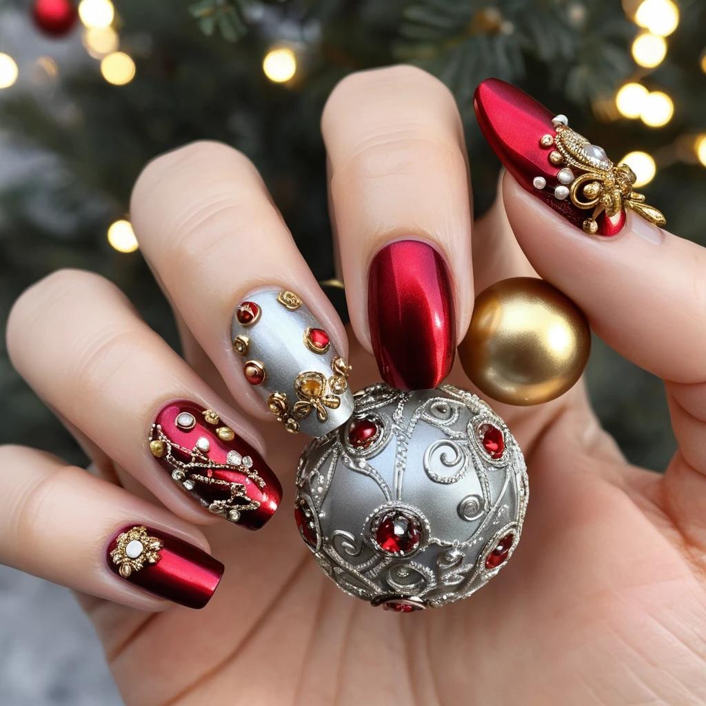 Ornament-Inspired Nails
