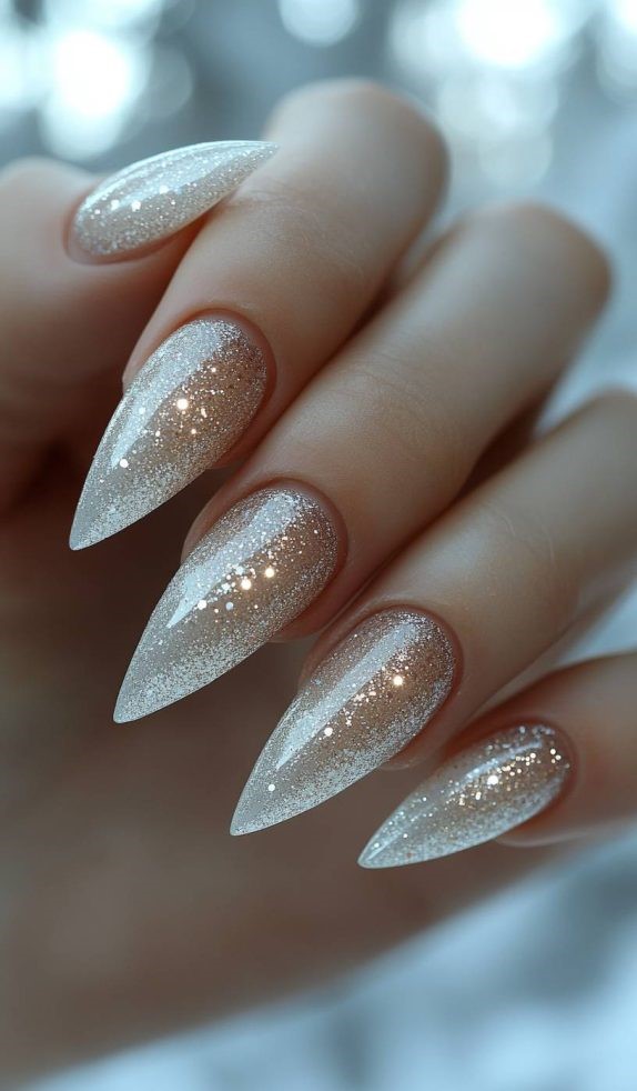 Nude Sparkle January Nails
