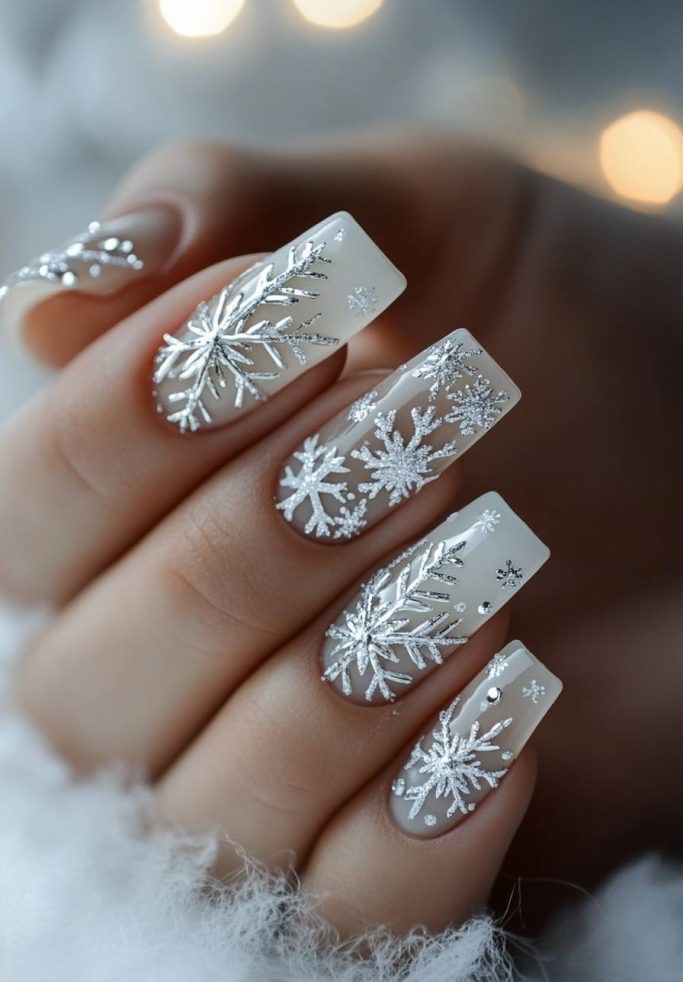 Snowflake White Nails
