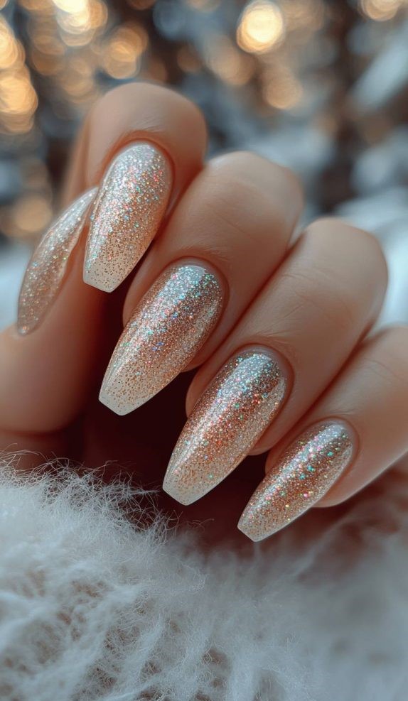 Shimmering Peach Nails
