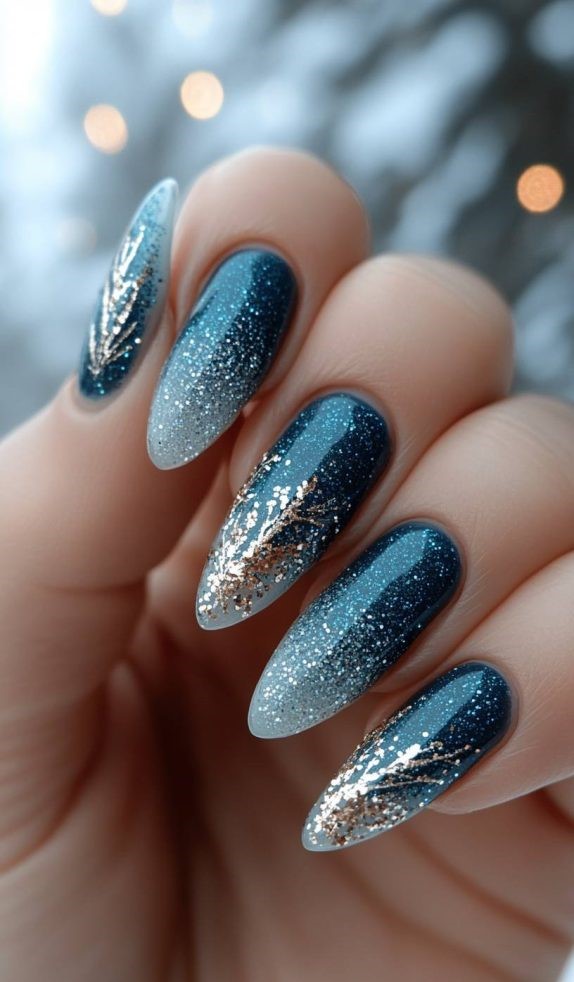 Midnight Blue Ombre Nails
